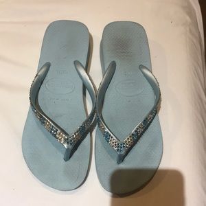 Havaianas flip flops blue crystals 39/40